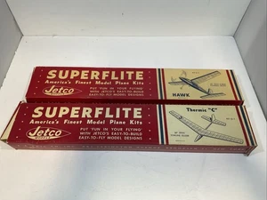 Lot of 2 Vintage Jetco Superflite Balsa Model Airplane Kits - Hawk - Thermic "C" - Picture 1 of 13