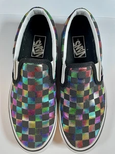 Vans Zapatos Hombre Talla 7 Mujer Talla 8.5 Irradesent Cuadros Slip On Skater - Imagen 1 de 15