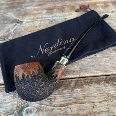 Erik Nording Rusticated Churchwarden Panel Spigot Briar Tobacco Pipe - NEW - Image 1 of 4