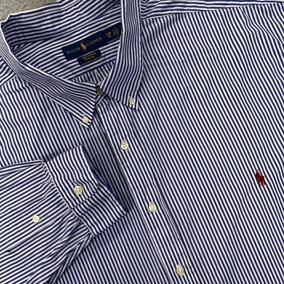 Ralph Lauren Shirt Mens 4XB Big Blue White Stripe Button Down Long Sleeve Pony - Image 1 of 4