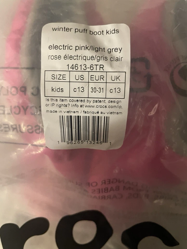 Crocs Kids Winter Puff Pink Boots Sz 13c - Image 1 of 4