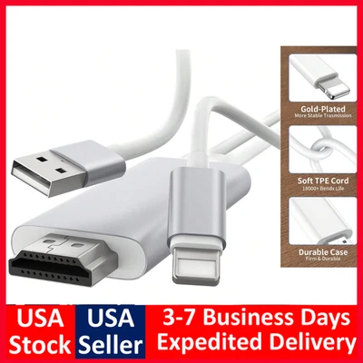Lightning to HDMI Adapter, HDMI Cable for Iphone to TV, iPhone Compatible 1080P - Image 1 of 4