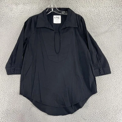 One Teaspoon ONE Shirt Womens Small Black Pure Tunic Cotton High Low NWT Top - Image 1 of 4