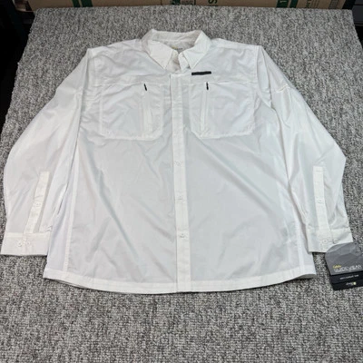 NWT CABELAS GUIDEWEAR Shirt Mens XL White Button Front Long Sleeve Vented UPF 30 - Image 1 of 4