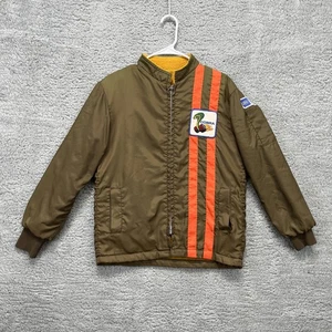 Vintage Ford Cobra Racing Jacket Mens Small 60s 70s Orange Stripe Sherpa Lined - Picture 1 of 21