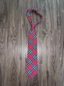 Windsor Tie Mens Red Tartan Plaid Necktie Classic Dress Formal Wedding Business - Picture 1 of 3