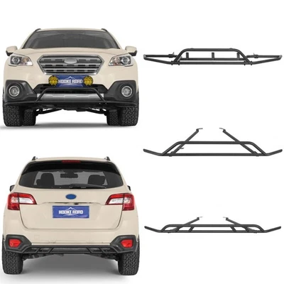 Parachoques trasero delantero para Subaru Outback 2015-2019 con protector de barra de toro + lengüetas de luz Foto 1 de 4