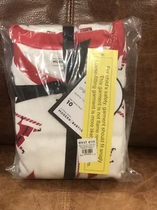 NEW West Elm x Pottery Barn Kids Smiley Santa 2pc Pajama Set, Size 10, Christmas - Picture 1 of 2