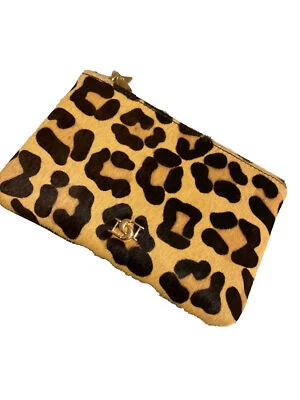 Dune Black Leather & Leopard Print Medium Size Purse Gold Zip Women  Gift - Image 1 of 4