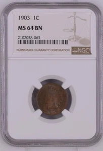 1903 NGC MS64BN Indian cent - Picture 1 of 2