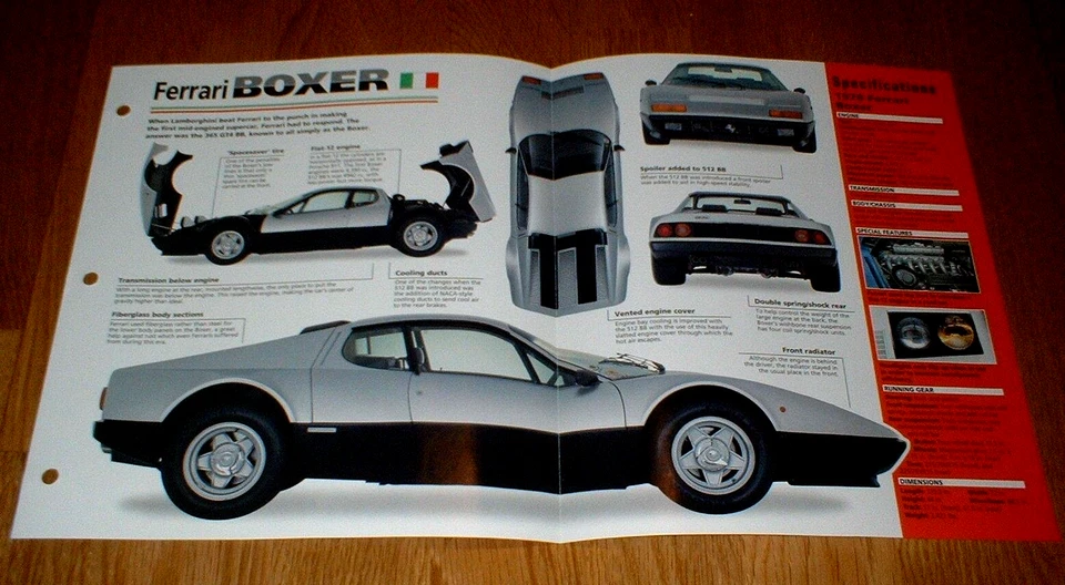 Ferrari Boxer 1978 hoja de especificaciones folleto foto información folleto 78★★ Foto 1 de 1