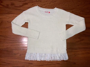 Girl SO Brand Off White Cream Gold Star Lined Sweater Shirt Size 12 Girl’s Warm - Picture 1 of 4