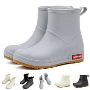 Womens Mens Slip-On Wellington Outdoor Rain Boots Unisex Waterproof Work Pull On - Picture 1 of 63
