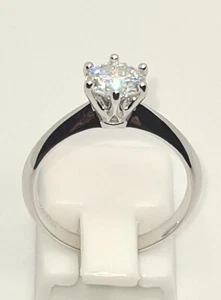 925 STERLING SILVER 18K WHITE GOLD PLATED 1CT 6.5MM MOISSANITE DVVS1 SOLITAIRE - Picture 1 of 12