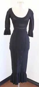 Alice McCall Black Eyelet Structured Knit Ruffle Bodycon Midi Dress Size 4 - Picture 1 of 9