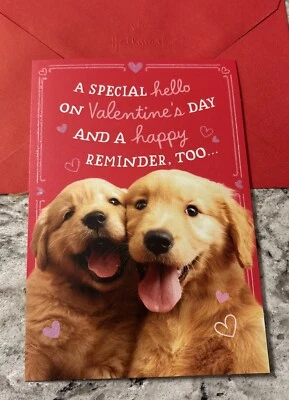 Tarjeta de felicitación especial Hello Friend Family 5"x7" de San Valentín cachorro perro Foto 1 de 4