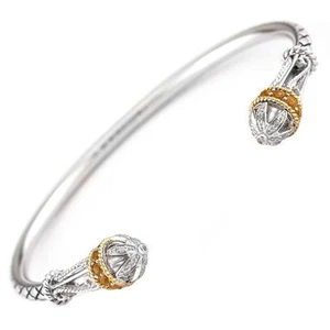 Andrea Candela 18k & Sterling Silver Diamond Citrine Design Bangle ACB315/07-C - Picture 1 of 1