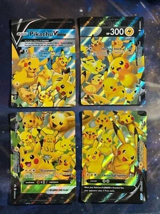POKEMON! Pikachu V-Union SwSH Black Star Promo Set de 4 casi nuevo - Imagen 1 de 1