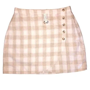 Madewell Linen Blend Tulip Hem Wrap Mini Skirt NE700 Size 12 NWT - Picture 1 of 7