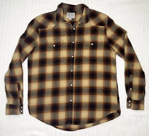 Lucky Brand Button Up Shirt Men's LG 23” X 29” Long Sleeve Brown Tan Plaid - Picture 1 of 8