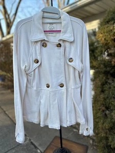 ANTHROPOLOGIE  TOP MILITARY LOOK CREAM PLEATED XL ALLIHOP JACKET BUTTONS - Picture 1 of 5