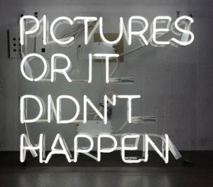 19"x15"Pictures Or It Didn't Happen Neon Sign Light Home Room Wall Decor Artwork - Picture 1 of 1