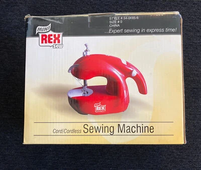 MINI REX Cord/Cordless Red Mini Sewing Machine RX07 SMARTEK 54-0186-6 New In Box - Image 1 of 4
