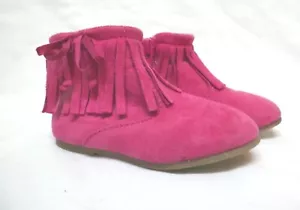 Place Hot Pink Suede Toddler Boots with Tassels Size 7 Zip Up - Picture 1 of 12