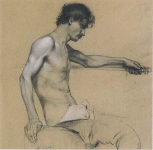 Male Nude Study Koloman Moser 1888 Art Print – Academic Figure Drawing to Frame - Picture 1 of 2