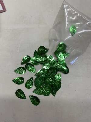 Lentejuelas metálicas hoja verde vintage - 60 piezas Foto 1 de 3