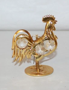 KG&C Inc. Rocking Rooster Austrian Crystals 24 Carat Gold Plated with Tag - Picture 1 of 5