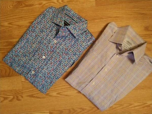MEN'S SIZE L SHIRT (2) CHARLES TYRWHITT FRENCH CUFF & BUGATCHI UOMO SLIM FIT - Picture 1 of 9