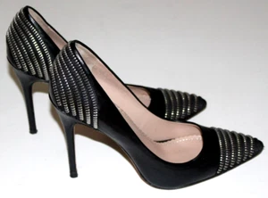 Bomba Jean-Michel Cazabat Eternity 6 Cuero Negro Puntera Puntera Plateada Cremallera $395 - Imagen 1 de 10