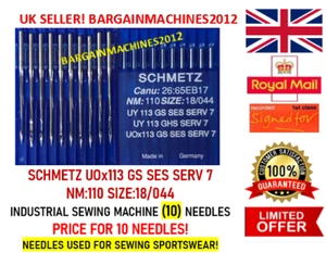 SCHMETZ UOx113 GS SES SERV 7 NM:110 GR:18/044 INDUSTRIEMASCHINE (10) NADELN - Bild 1 von 3