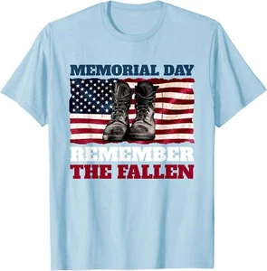 Memorial Day Remember the Fallen USA Flag Soldiers Boots T-Shirt Hoodie - Picture 1 of 8