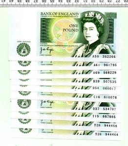 1978 J. B. PAGE GENUINE PICTORIAL "D" SERIES GREEN UNC- £1 NOTE (DT-86) - Picture 1 of 2