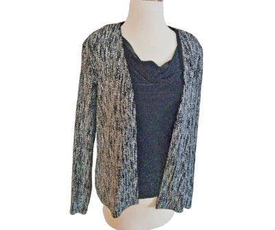 DE COLECCIÓN Elegante XSCAPE JOANNA CHEN Negro Brillante Forrado CHAQUETA TANQUE Set 10 M Foto 1 de 4