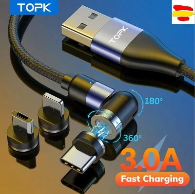 CABLE MAGNETICO MICRO USB, TIPO C Y APPLE IPHONE INTERCAMBIABLE CARGA RAPIDA 3A  - Imagen 1 de 4