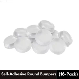 1/2 in. Clear Soft Rubber Like Plastic Self-Adhesive Round Bumpers (16-Pack) - Picture 1 of 6