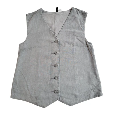 H & M Waistcoat Grey Linen Blend Formal Casual Women's Size 6 - Image 1 of 4