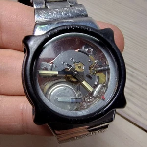 Vtg Swatch Watch Irony Skeleton Battery With Original Band Works - Picture 1 of 12
