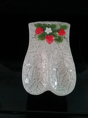 De colección 1981 Sears & Roebuck Fresa Coordenadas Cerámica Doble Cuchara Reposapiés Foto 1 de 4
