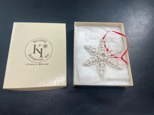 VTG  Keramos Industries Bisque 4 " Porcelain Snowflake Ornament Original Box - Picture 1 of 10