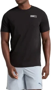 Puma schwarz Stickerei Logo Rundhalsausschnitt Kurzarm T-Shirt Herren Größe Medium Neu mit Etikett - Bild 1 von 2