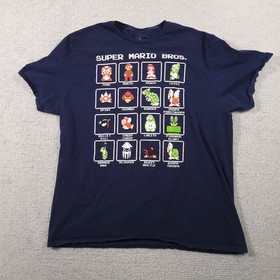 Super Mario Bros T-Shirt Mens 2X Mario NES Console Pixel Grid Boxes Graphic Tee