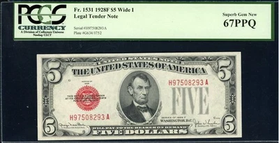 1928F $5 Legal Tender Note Clark / Snyder PCGS Currency Superb Gem New 67 PPQ - Image 1 of 2