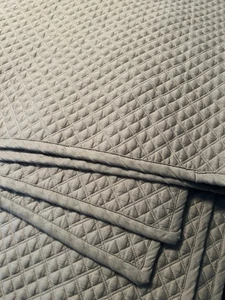 Copriletto trapuntato Brooks Brothers cotone marrone neutro diamante pieno/regina - Foto 1 di 4