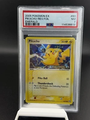 2005 POKEMON EX EMERALD #60 PIKACHU-REVERSE FOIL PSA 7 - Image 1 of 2
