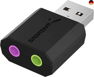 SABRENT USB Externe Soundkarte, USB auf Klinke 3,5mm, Kopfhörer auf Klinke,  - Bild 1 von 6