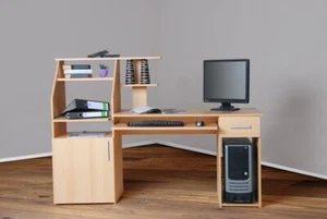 Schreibtisch Computertisch Bürotisch Regalteil Schülerschreibtisch Buche - Bild 1 von 1